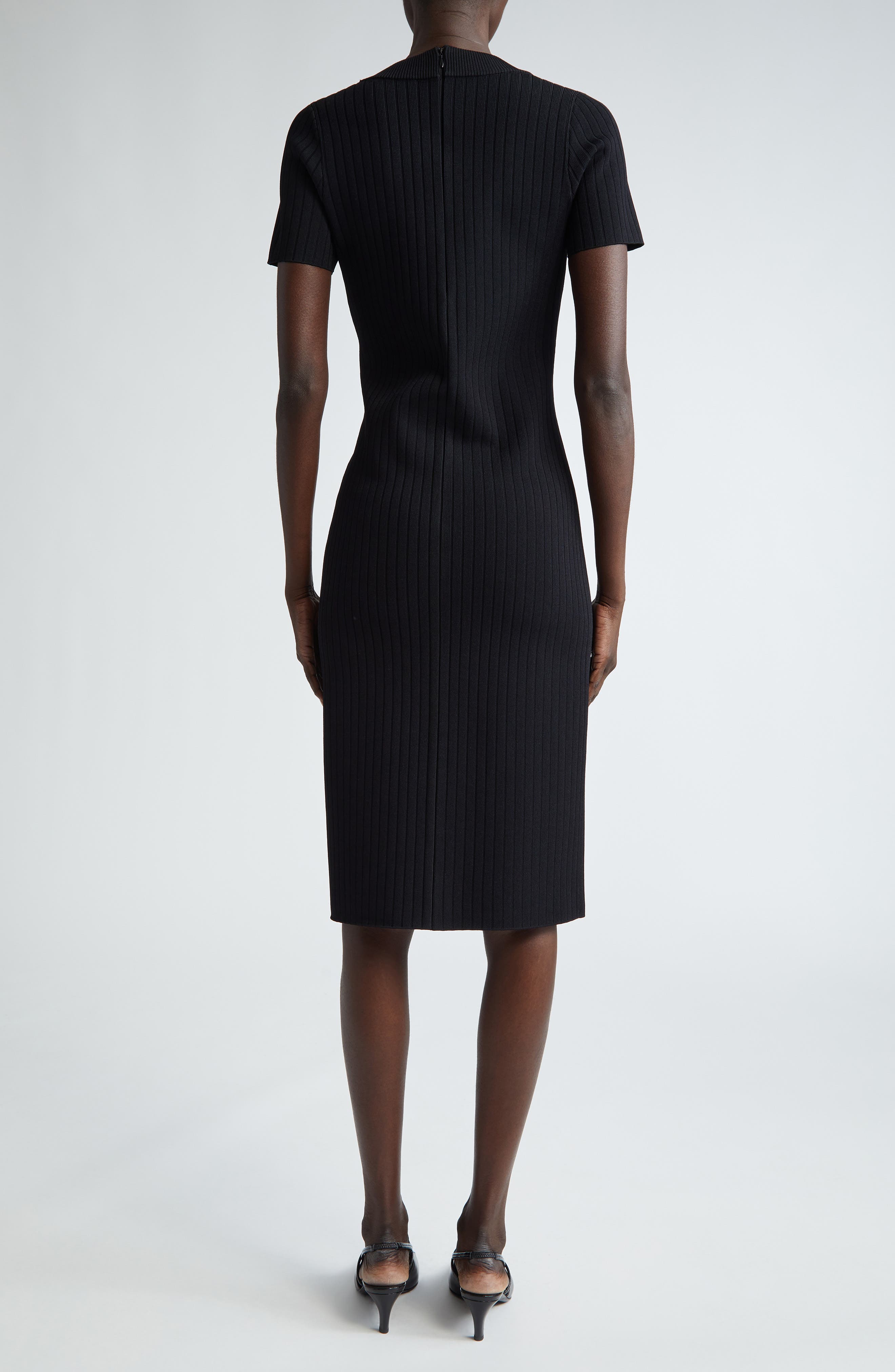 black sweater dress short sleeve Lands' End Women's Cotton Blend Short Sleeve Mock Neck Sweater Dress