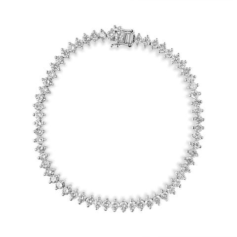 14K White Gold 5 1/2 Cttw Round Diamond 2-Prong Tennis Bracelet