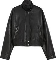 Weekend Max Mara Angel Stand Collar Leather Jacket