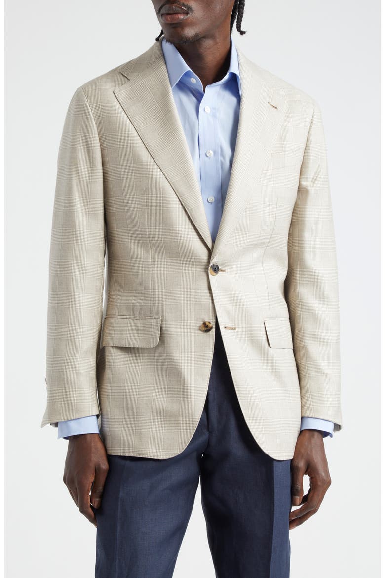 Glen Plaid Cashmere & Silk Sport Coat, Main, color, OAT CHECK