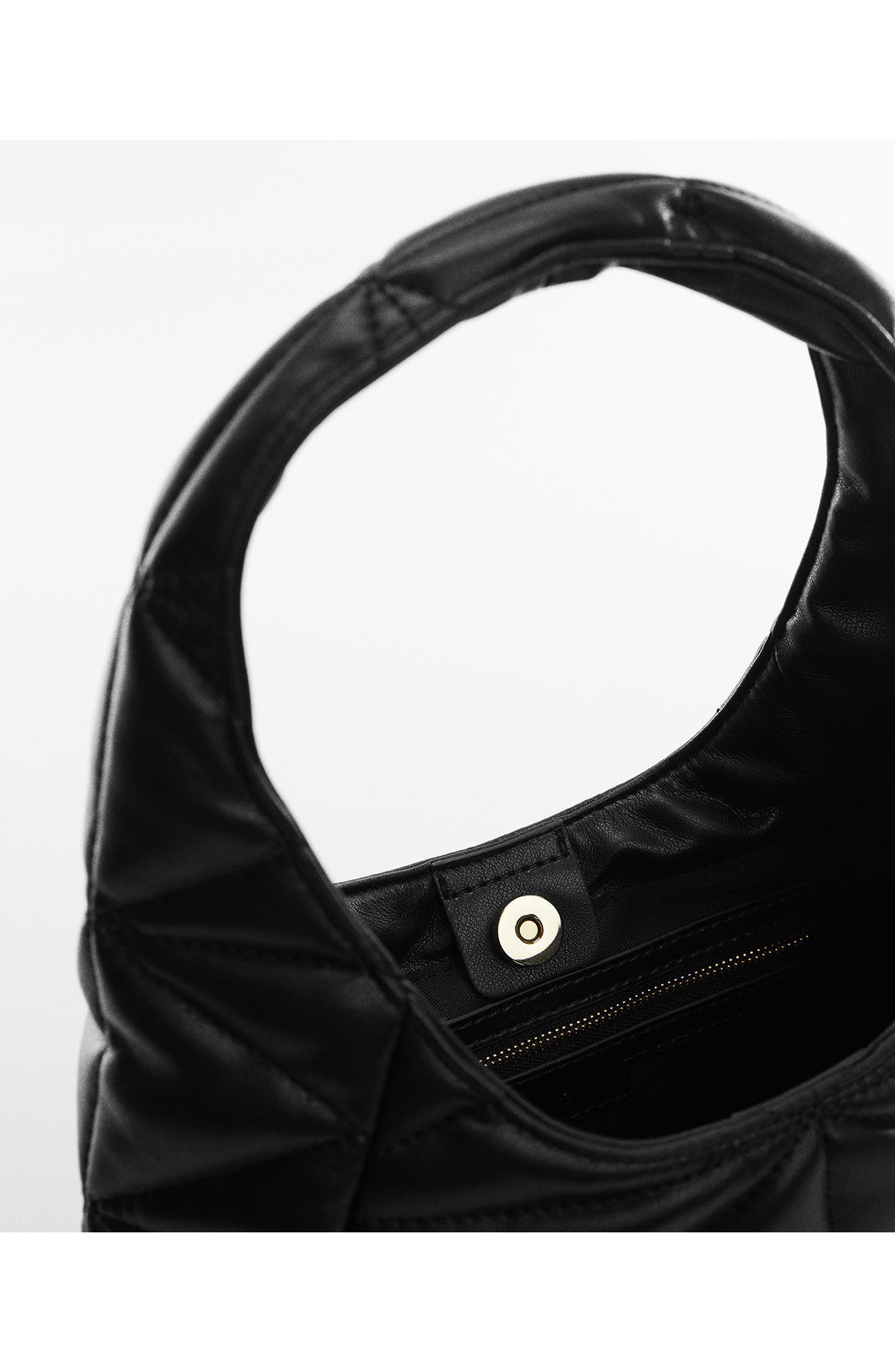 MANGO Quilted Faux Leather Hobo Bag, Alternate, color, 