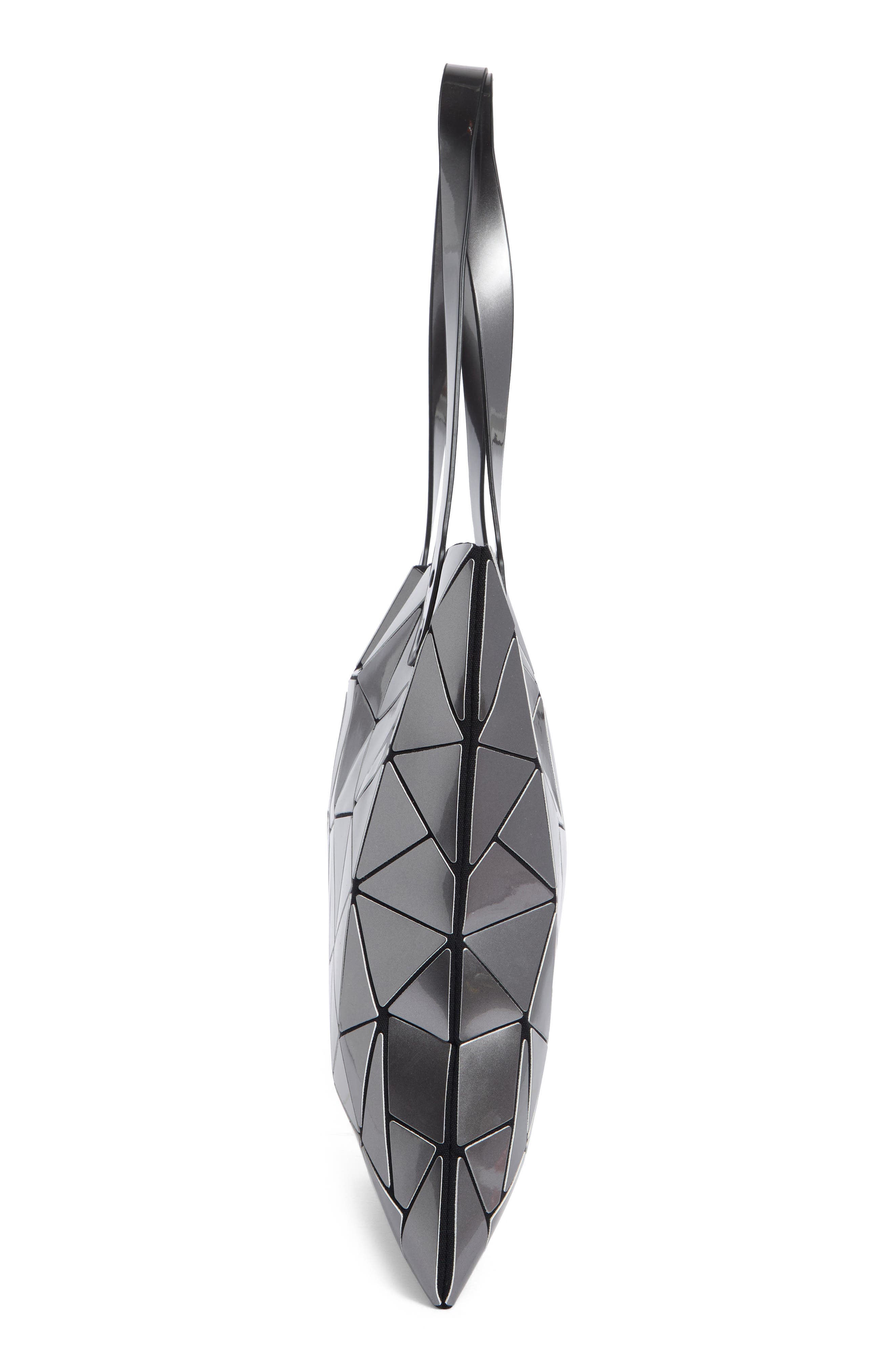 Slanted Triangle Tote, Alternate, color, SHINY GREY