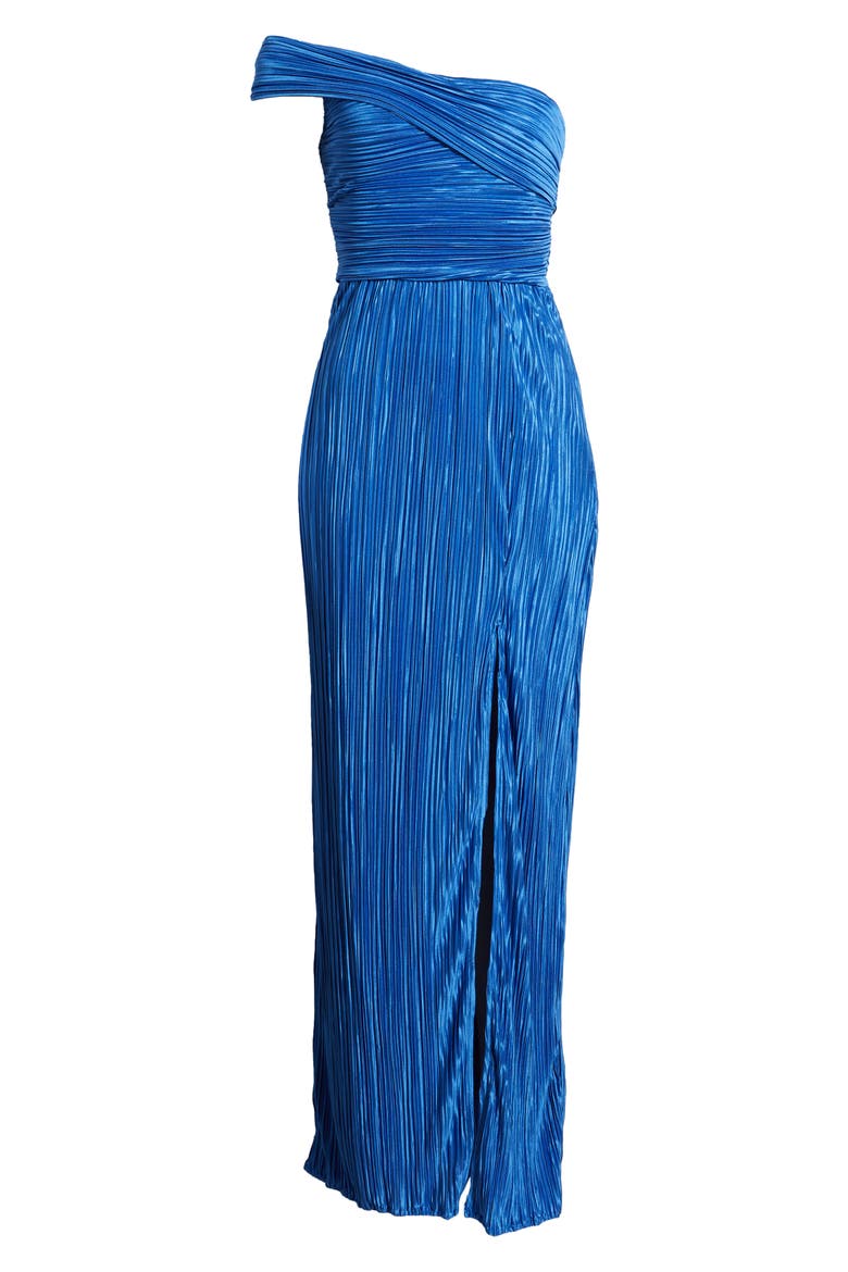 Poised Performance One-Shoulder Plissé Gown, Alternate, color, BRIGHT BLUE