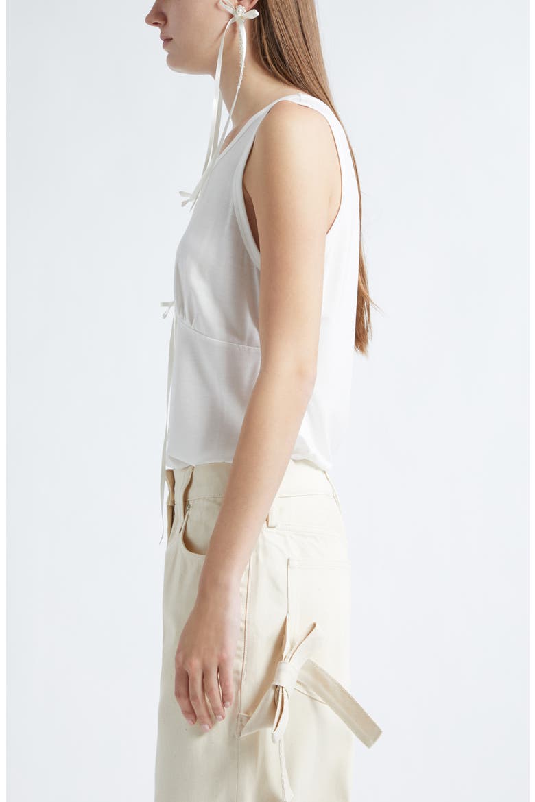 Gathered Bust Bow Tank, Alternate, color, IVORY/ IVORY