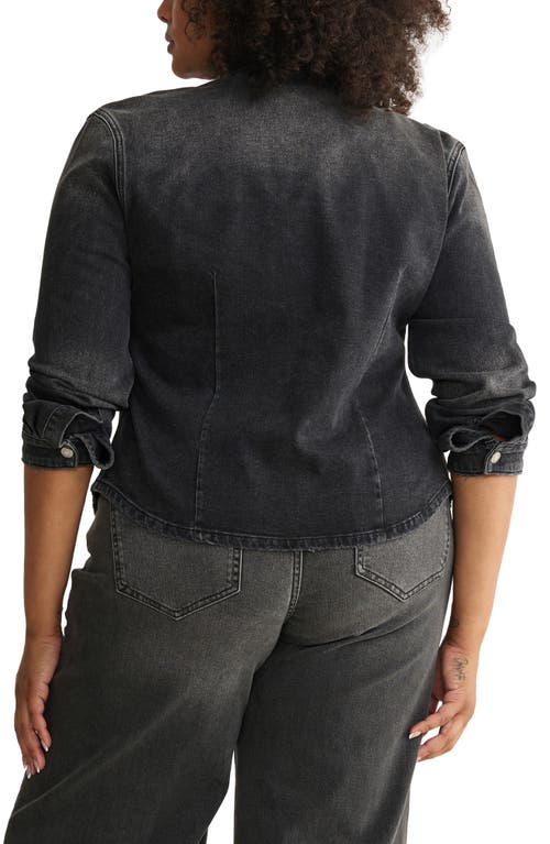 Warp & Weft Warp+weft Pmi Western Denim Fitted Waist Snap-up Shirt In Black