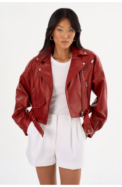 Women's Red Leather & Faux Leather Jackets | Nordstrom