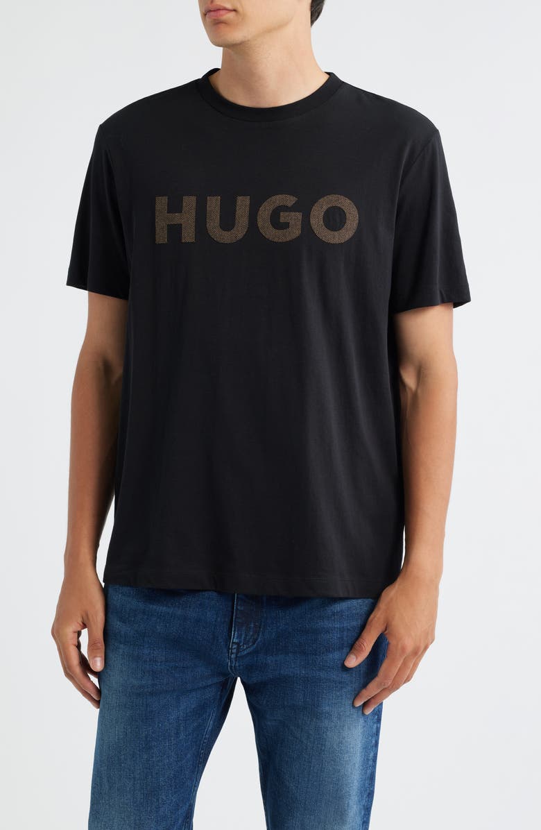 HUGO Dulivio Herringbone Logo Graphic T-Shirt, Main, color, 