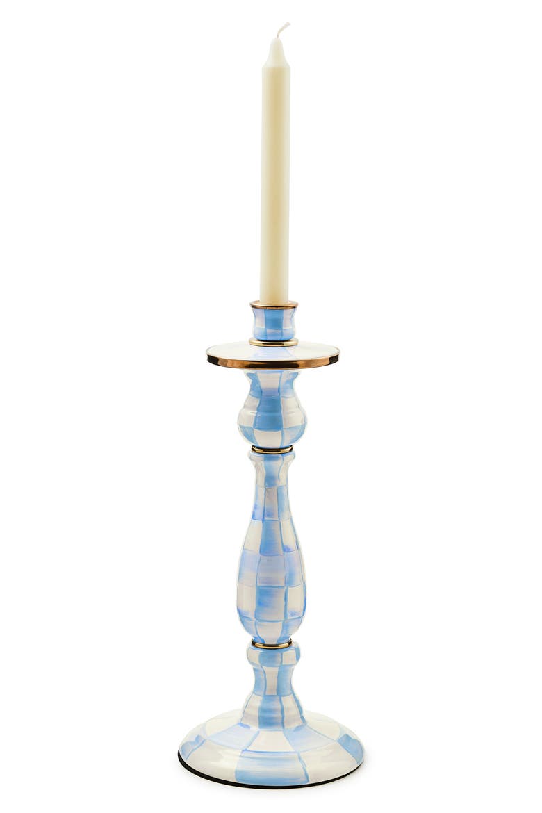 Sky Check Large Candlestick, Alternate, color, SKY CHECK