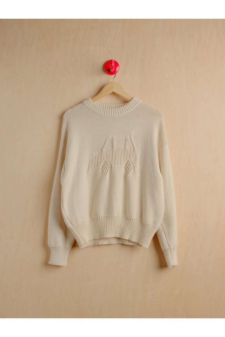 Oversized Pima Cotton Sweater, Alternate, color, Bone