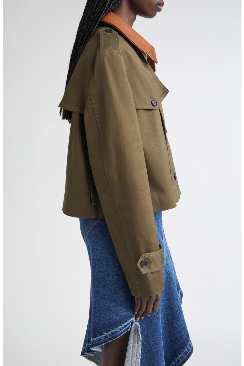 Double Front Crop Trench Coat, Alternate, color, OLIVE