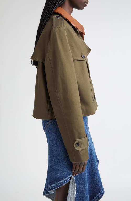 Monse Double Front Crop Trench Coat In Green