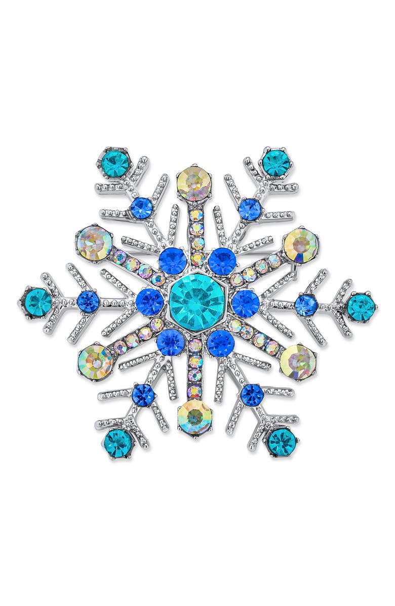 BLING JEWELRY Blue Crystal Large Holiday Pin, Main, color, Light Blue