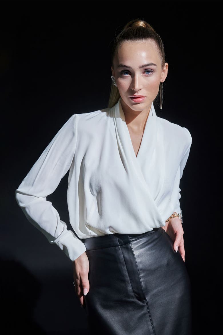 Wrap Blouse, Alternate, color, Ecru