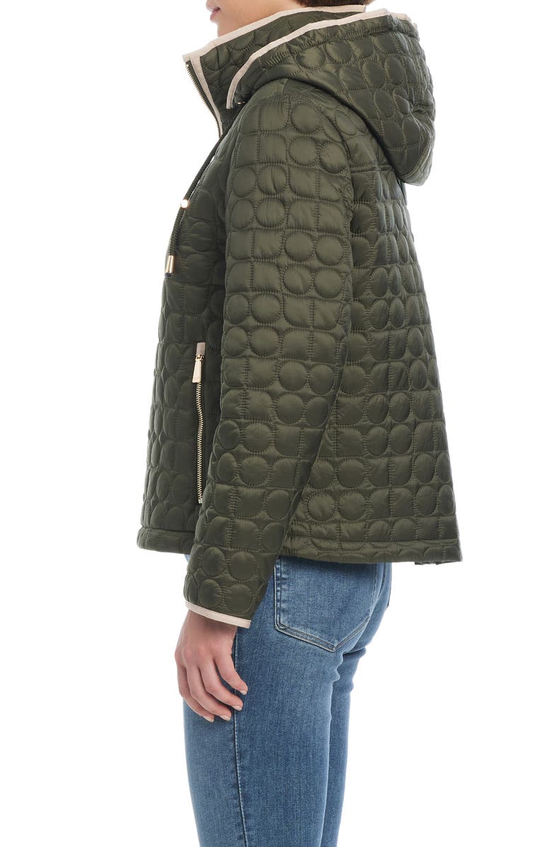 Kate Spade New York water resistant hooded quilted jacket, Alternate, color, New Dark Olive