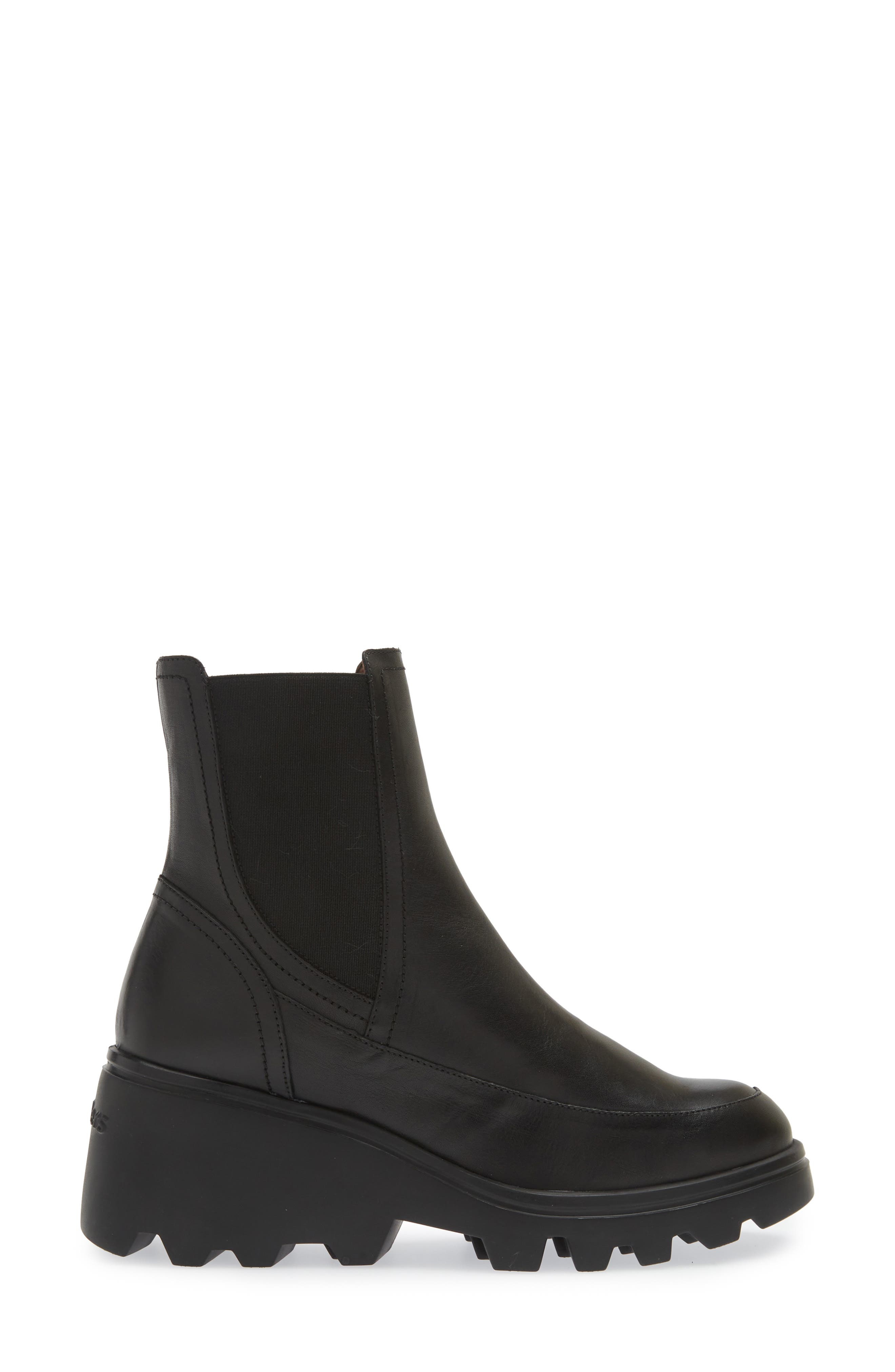 Wonders Platform Wedge Chelsea Boot, Alternate, color, Black Leather