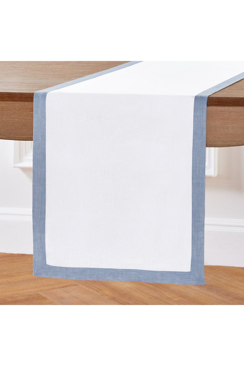 Linen Table Runner - Classic, Main, color, Chambray Blue and White