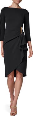 Donna Karan New York Side Ruffle Long Sleeve Sheath Dress