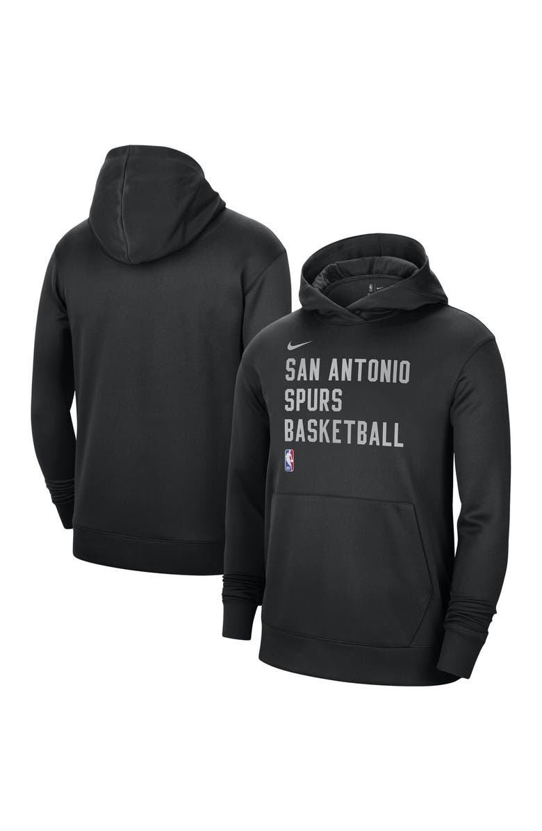 Nike Unisex Nike Black San Antonio Spurs 2023/24 Performance Spotlight On-Court Practice Pullover Hoodie, Main, color, Black