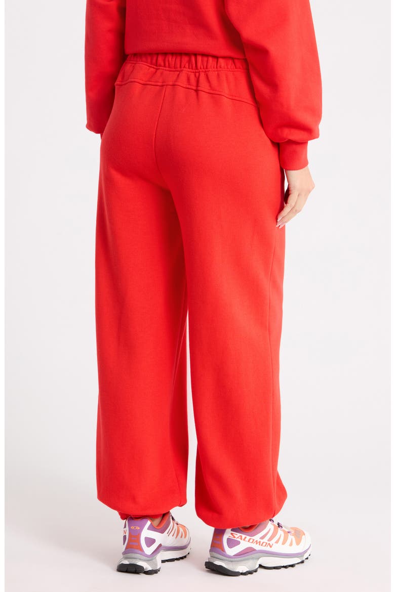 Feather Fleece Cinch Bottom Pants, Alternate, color, RED SCARLET