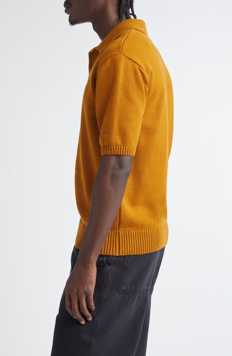 PALMES Marco Embroidered Logo Organic Cotton Polo Sweater, Alternate, color, Mahogany