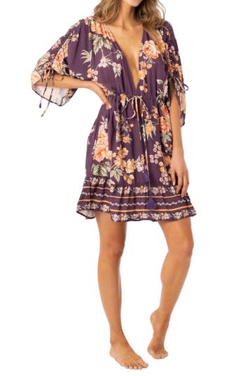 Maaji Divinity Vintage Flower Cover-up Dress In Purple