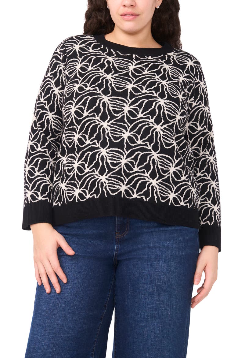 Jacquard Sweater, Main, color, RICH BLACK