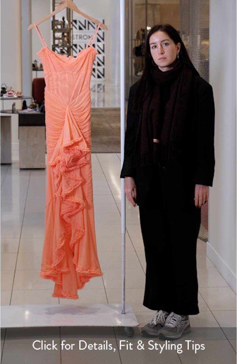 Gabbi Ruffle Mesh High-Low Cocktail Dress, sales video thumbnail