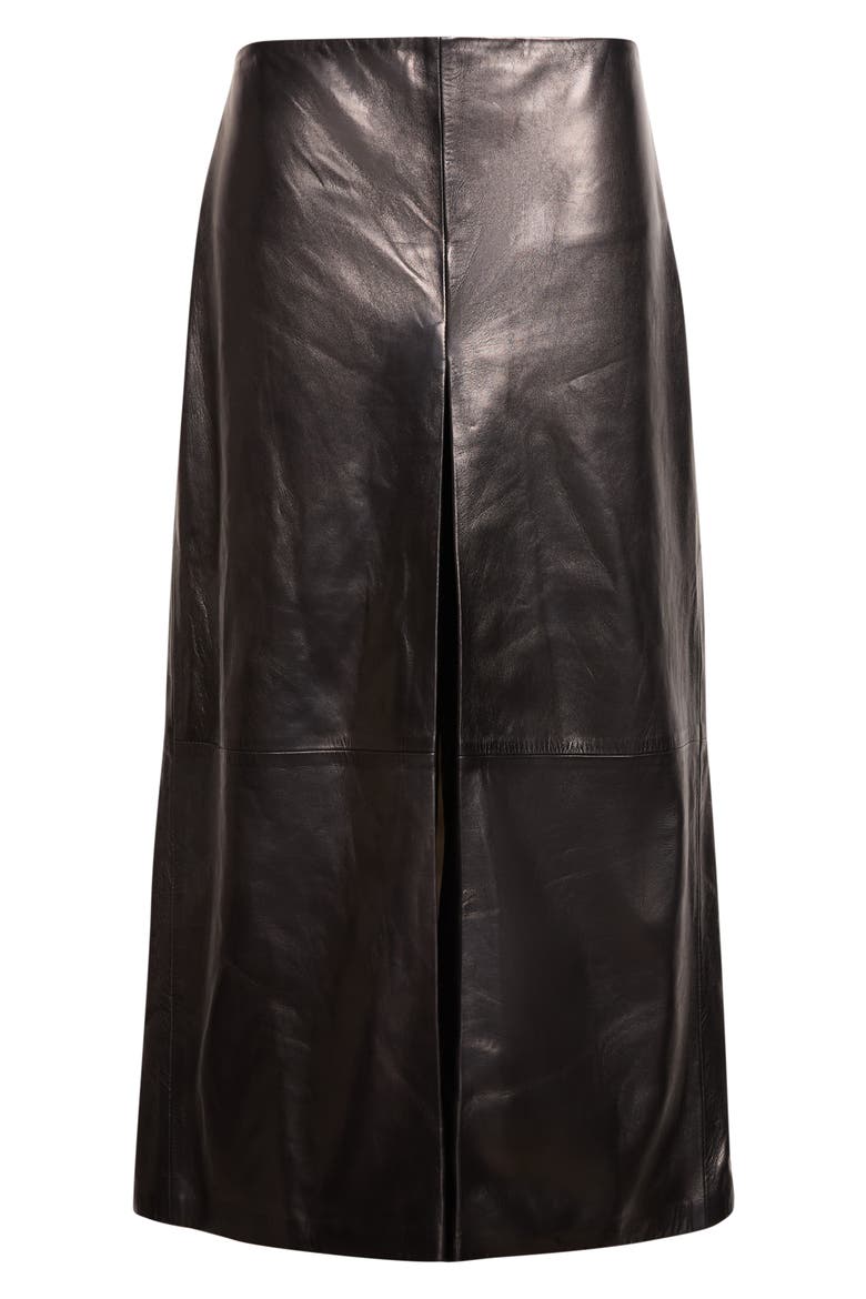 Emerson Leather Wide Leg Cropped Pants, Main, color, BLACK