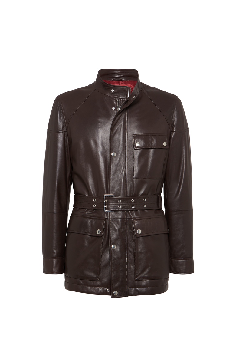 Brunello Cucinelli Nappa leather safari jacket, Main, color, Rust Brown