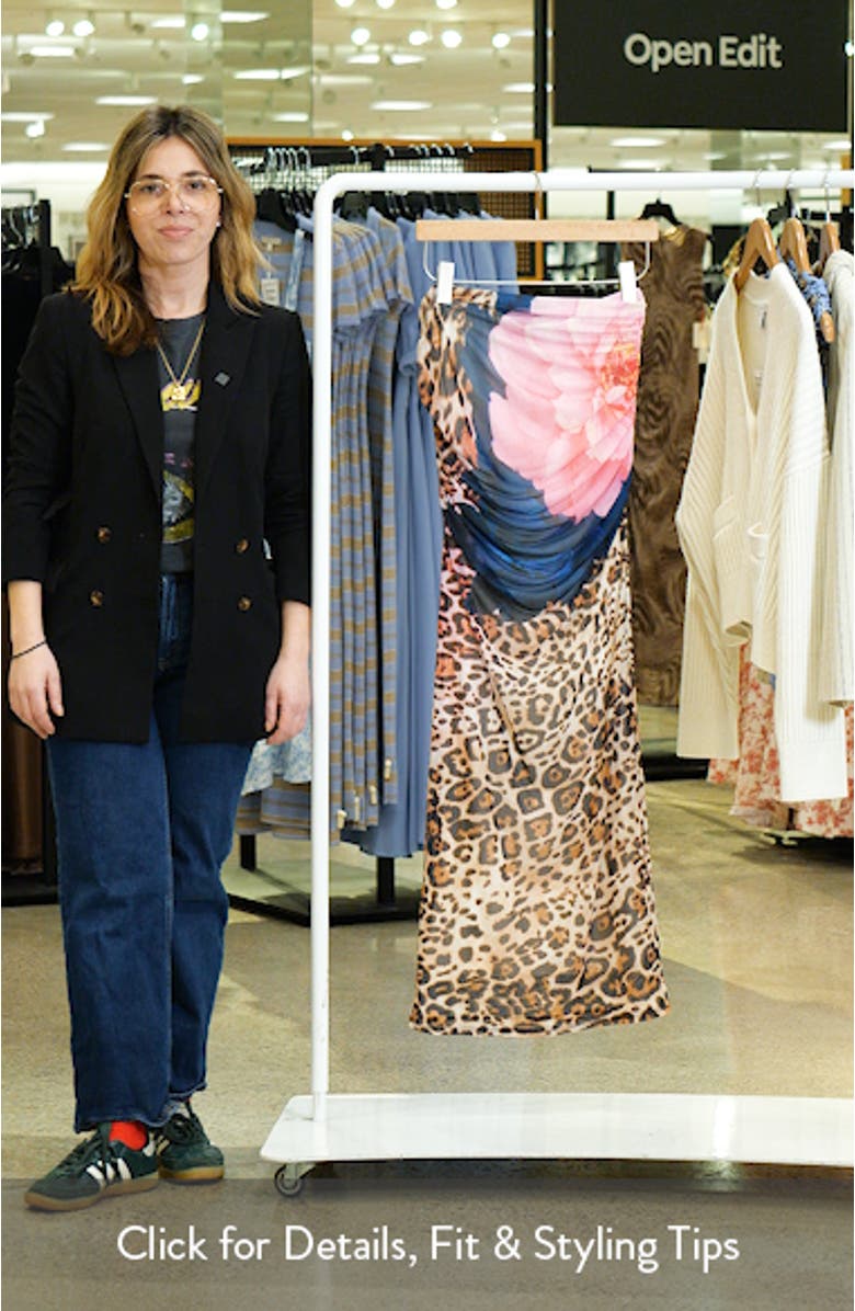 Bevin Printed Ruched Mesh Maxi Skirt, sales video thumbnail