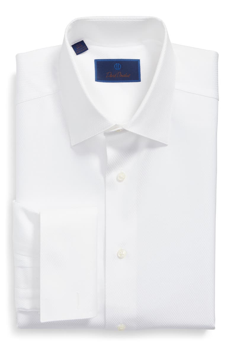 Regular Fit Boxed French Cuff Tuxedo Shirt, Alternate, color, WHITE / WHITE