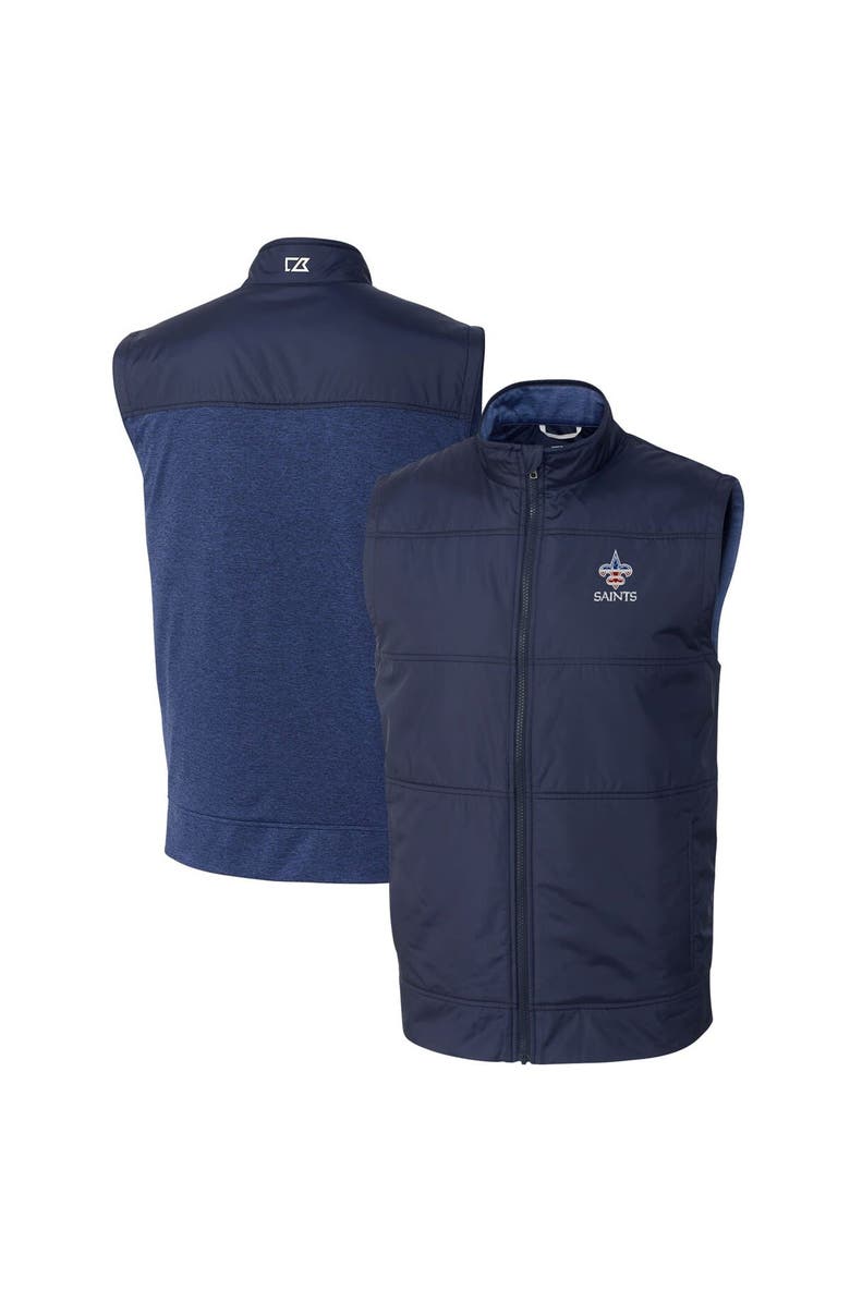 Cutter & Buck Men's Cutter & Buck Navy New Orleans Saints Big & Tall Stealth Hybrid Windbreaker Full-Zip Vest, Alternate, color,