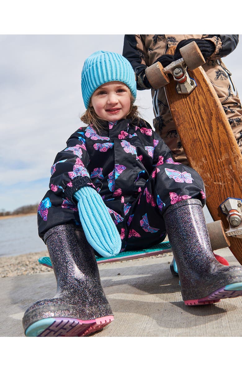 Deux par Deux Baby Girl's Rain Boots Black With Glitter, Alternate, color,