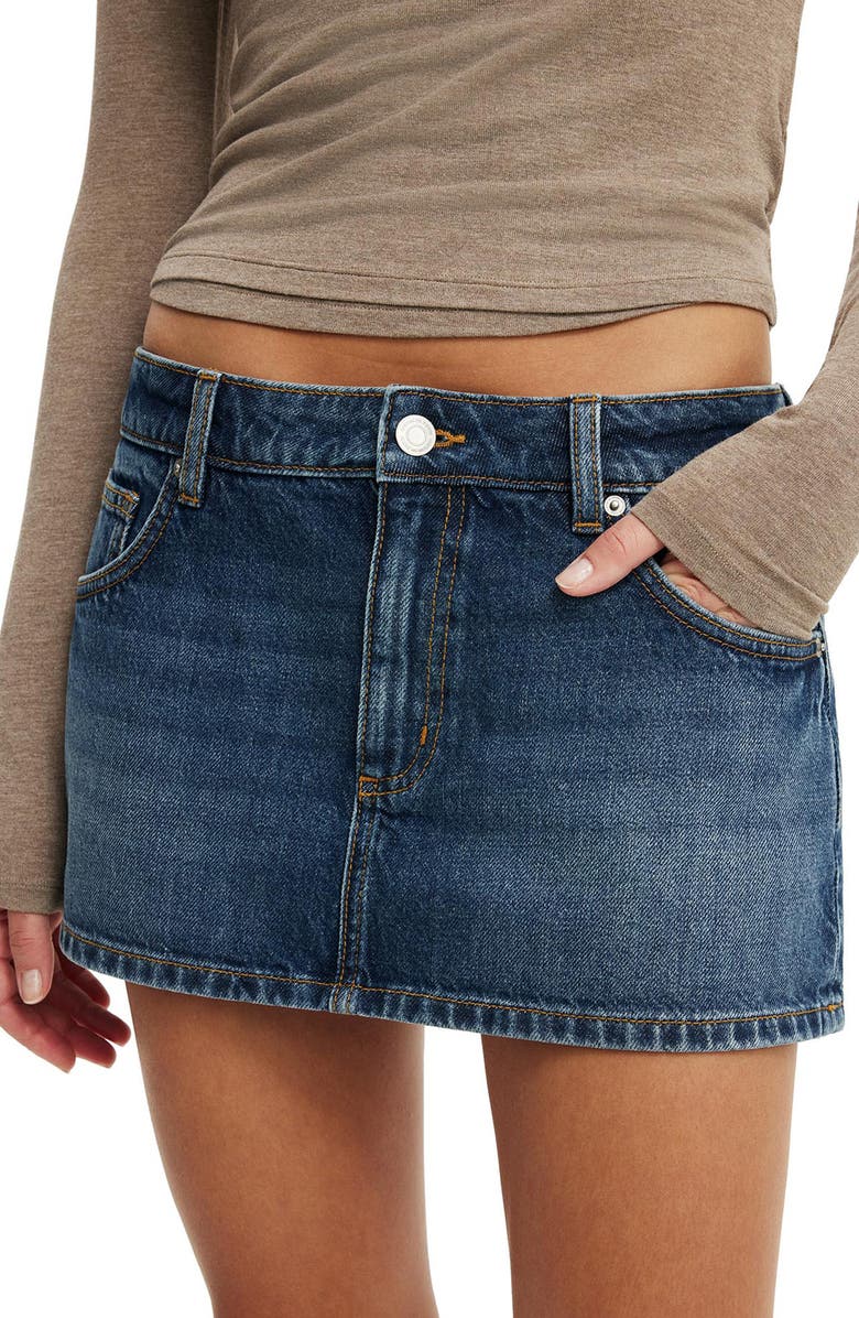 Cotton On Low Rise Denim Miniskort, Alternate, color, Scorpio Blue