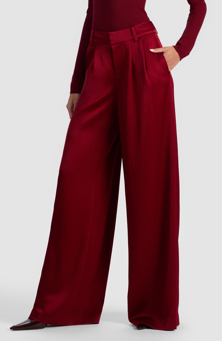 Alice + Olivia Kennedy Double Pleat Pants, Alternate, color, Oxblood
