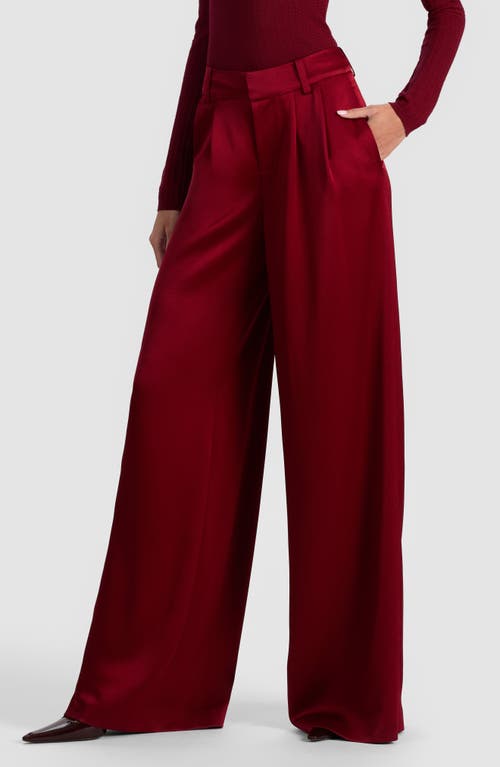 Alice And Olivia Kennedy Pleated Wide Leg Pants In Red