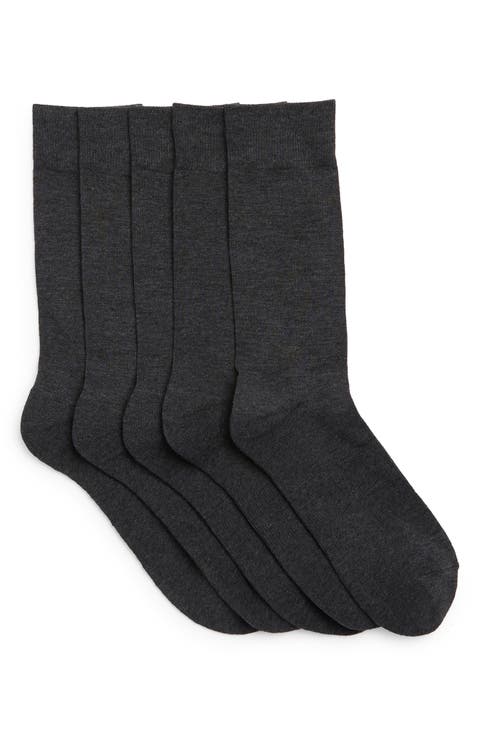Cushioned 5-Pack Solid Crew Socks