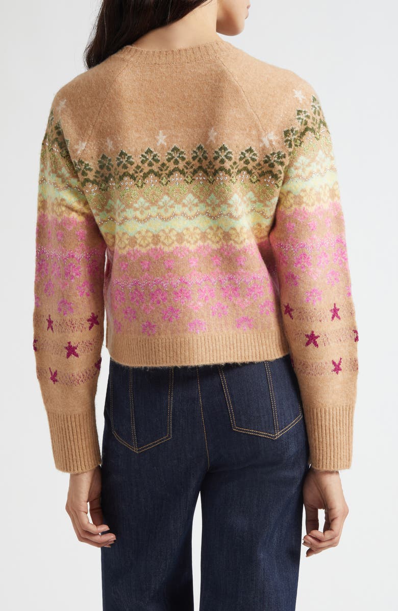 Cinq à Sept Millie Fair Isle Stud Cardigan, Alternate, color, Light Doe Multi
