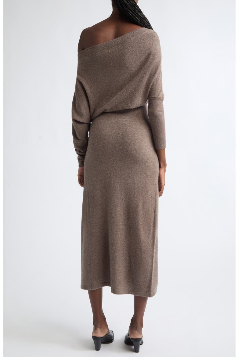 Kasos Long Sleeve Off the Shoulder Seater Cashmere Sweater Dress, Alternate, color, COCOA MEL.