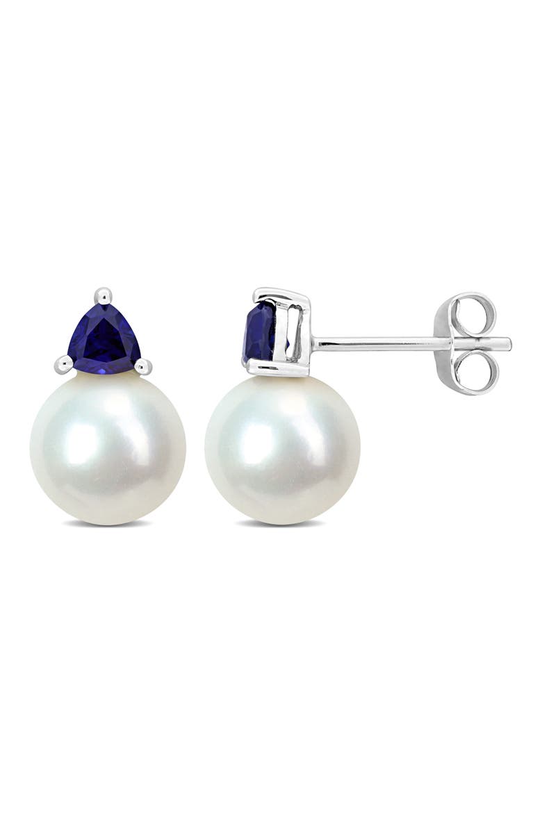 Freshwater Pearl & Aquamarine Drop Earrings, Main, color, BLUE SAPPHIRE