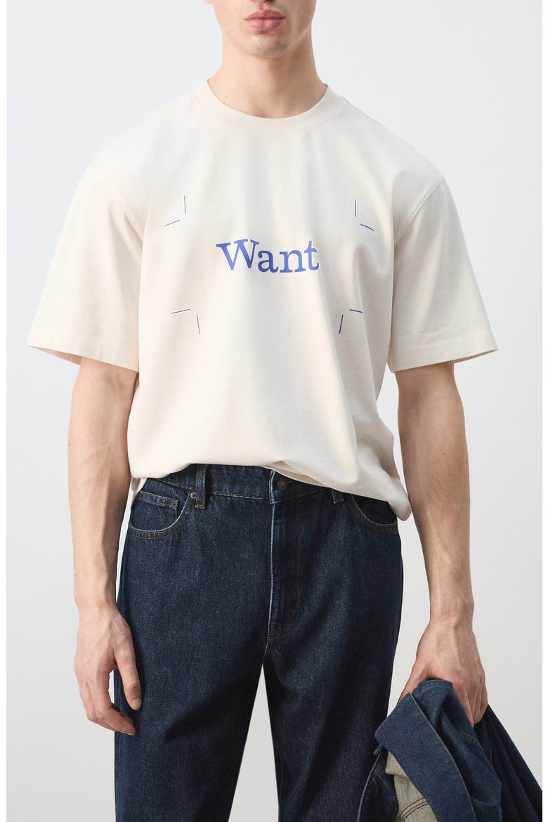 x Fantastic Man Want Graphic T-Shirt, Main, color, OFF WHITE