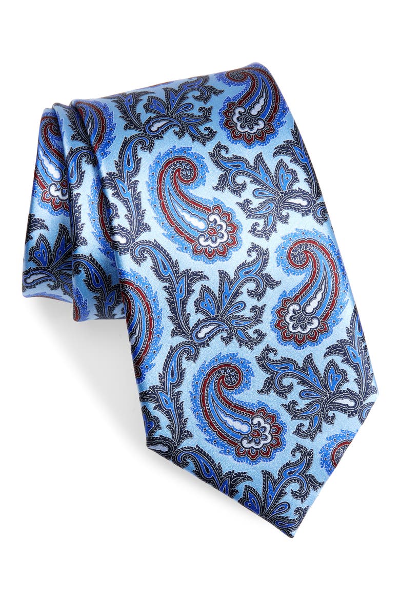 Paisley Silk Tie, Main, color, BLUE