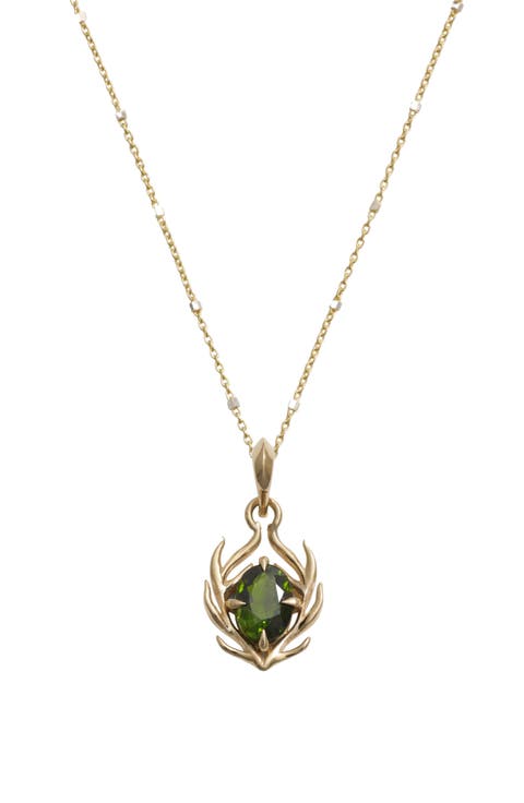 Tourmaline Stag 14k Gold Pendant Necklace