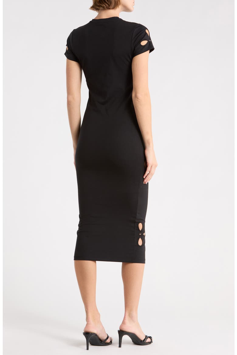 Super Stretch Eyelet Midi Dress, Alternate, color, BLACK001