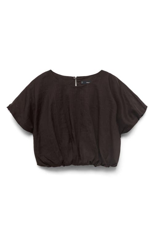 Mango Puff Sleeve Crop Top In Brown