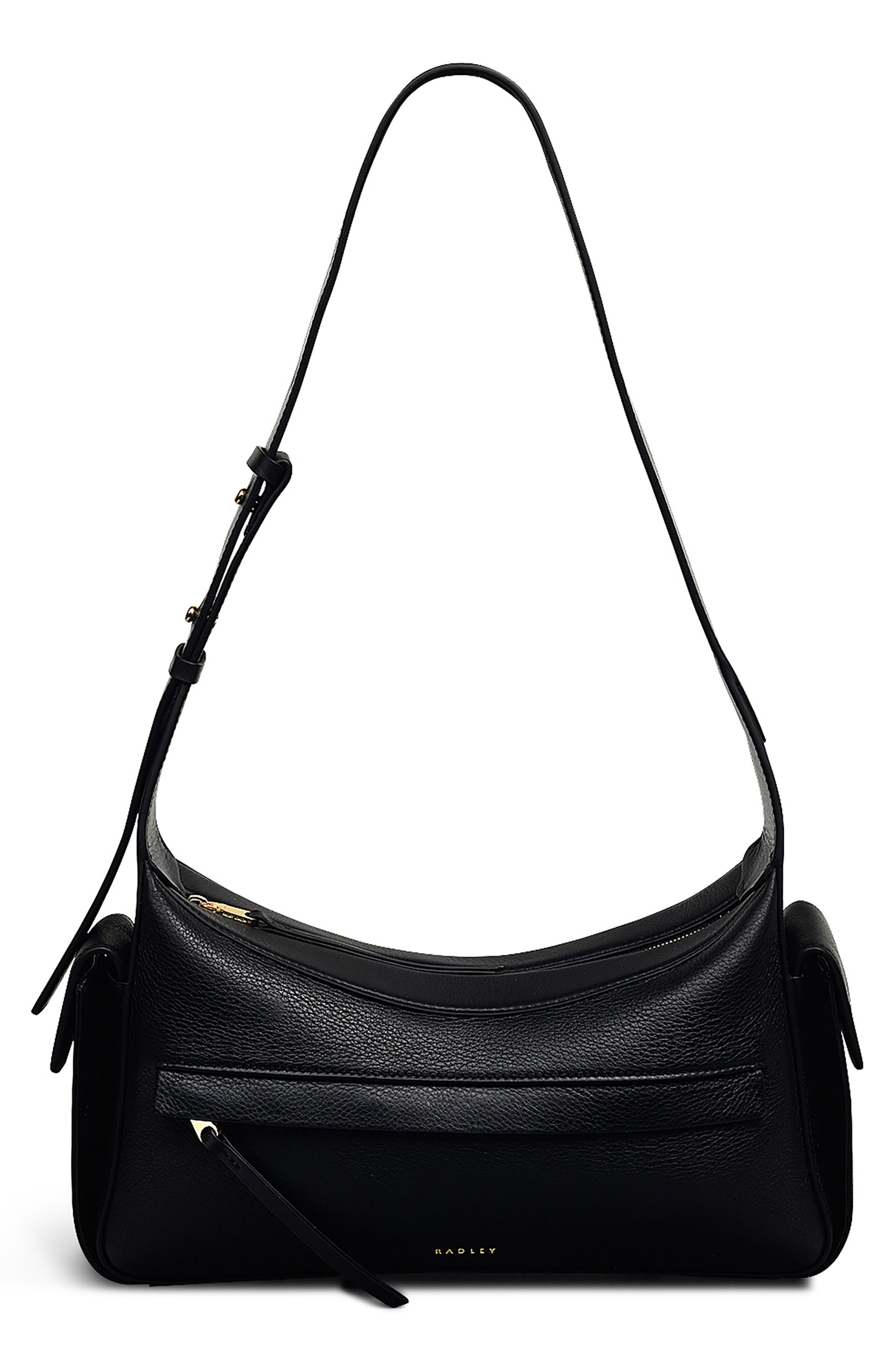 Radley The Fitzrovia Small Zip Top Leather Shoulder Bag, Main, color, Black