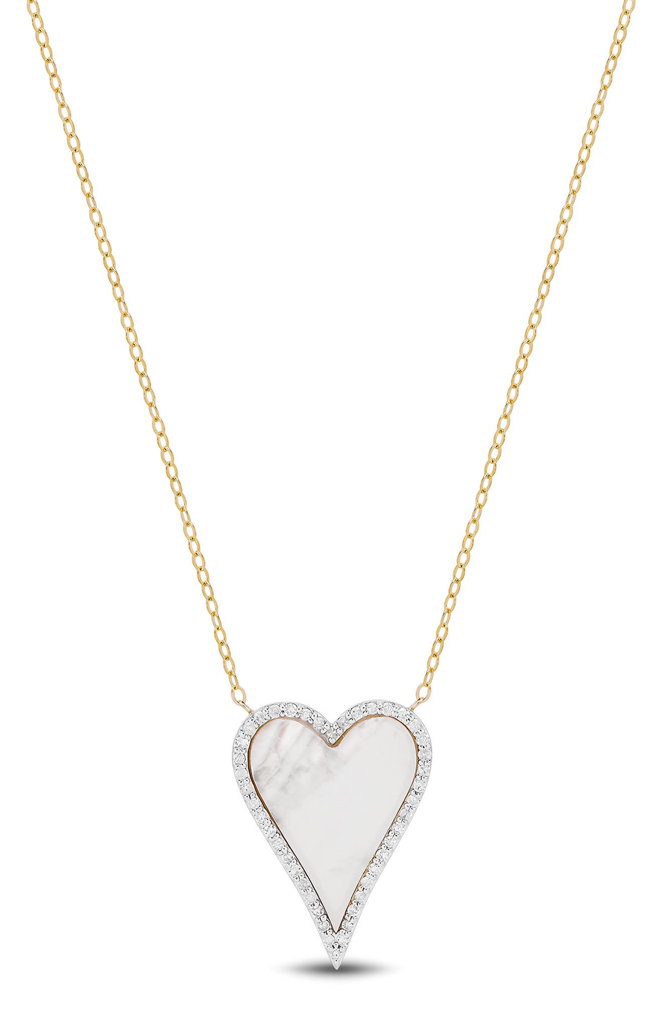Frankie & Zoe Mother-of-Pearl & White Sapphire Heart Pendant Necklace