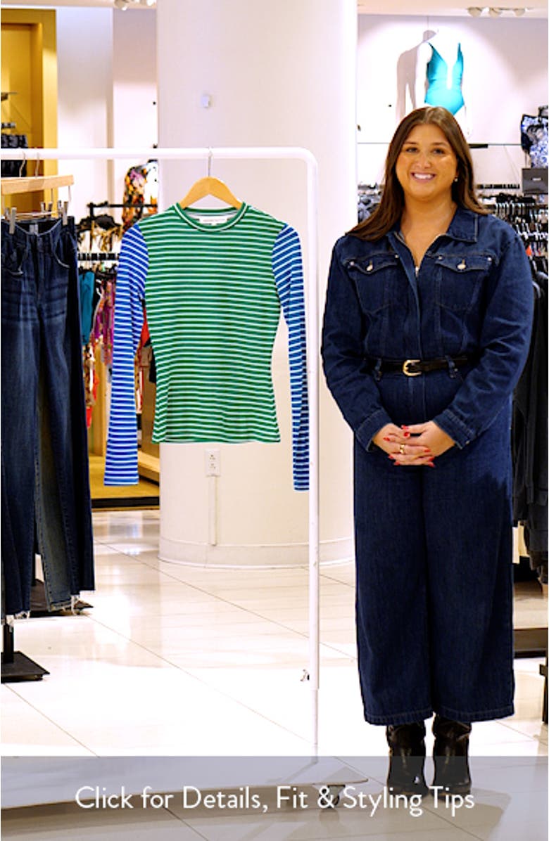 Colorblock Stripe Long Sleeve T-Shirt, sales video thumbnail