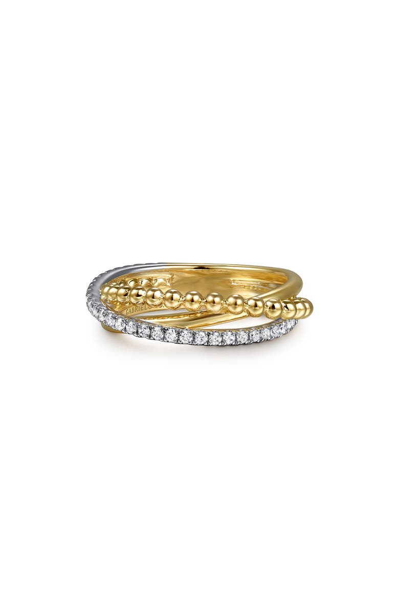 Bujukan Two-Tone 14K Gold & Diamond Crisscross Ring, Alternate, color, TWO TONE