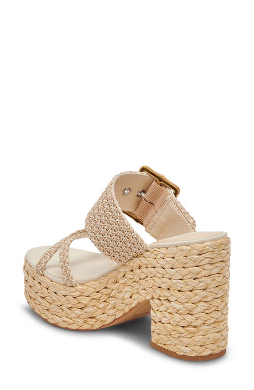 Dolce Vita Edwina Raffia Platform Slide Sandal In White/natural Raffia